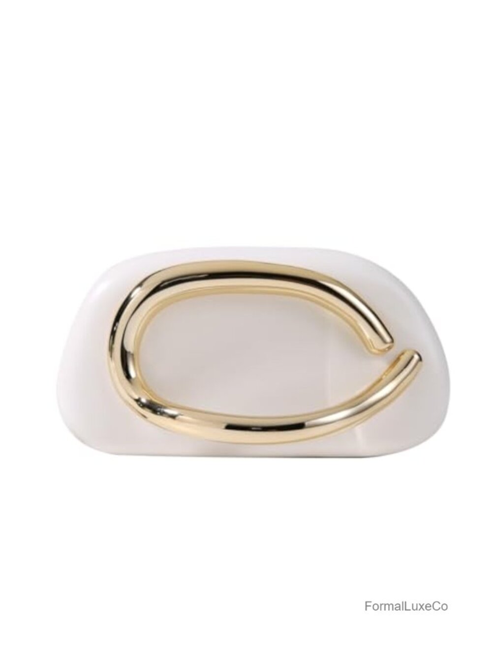 Art Deco Clutch Bag Gold-Tone Metallic Evening Handbag with Chain